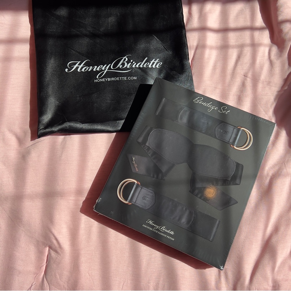 Honey Birdette Black Bondage Set with Silver Accents